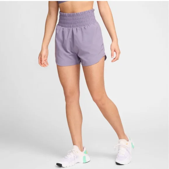 Nike One Dri-FIT Ultra High Waisted 3" Training Shorts Daybreak Purple Small NWT - Picture 2 of 14